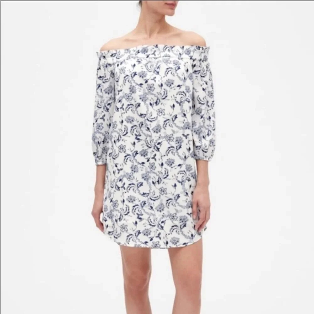 Banana Republic Floral Off The Shoulder Shift Mini Dress in Size 14